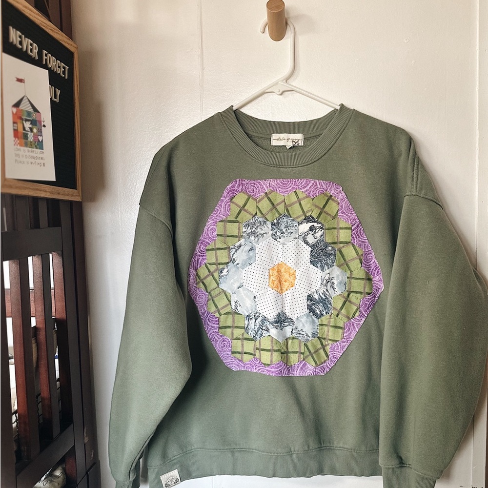Olive Green Patchwork Sweater